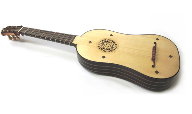 a ukulele with an intricate design on the neck